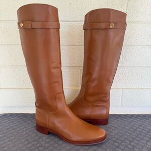TORY BURCH EVERLY STRAP RIDING BOOTS SIERRA TAN SIZE 10.5